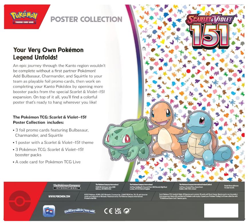 Pokemon TCG Scarlet & Violet 3.5 Pokemon 151 Poster Collection
